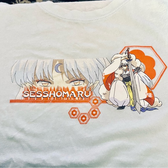 VINTAGE INU-YASHA Y2K T-SHIRT VINTAGE 2000 ANIME SESSHOMARU WHITE DOG JNRS LG - Picture 2 of 4
